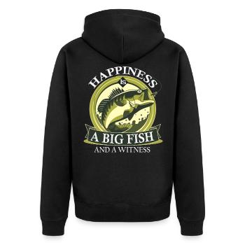 Le bonheur est un gros poisson - Veste à capuche bio Premium Unisexe - noir - Dos - Nico (187cm)
