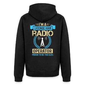 Amateurfunk Lizenz Besitzer - Unisex Premium Bio Zip Hoodie - Schwarz - Hinten - Nico (187cm)