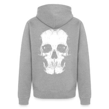 Psycho Glitch Skull - Unisex Premium Organic Zip Hoodie - heather grey - Back - Nico (187cm)