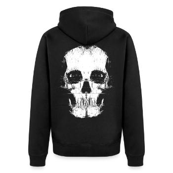Psycho Glitch Skull - Unisex Premium Organic Zip Hoodie - black - Back - Nico (187cm)