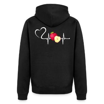 Witziges Herzschlag EKG Apfel Früchte Frucht Äpfel - Unisex Premium Bio Zip Hoodie - Schwarz - Hinten - Nico (187cm)