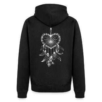 Dreamcatcher Traumfänger Mode für Damen - Unisex Premium Bio Zip Hoodie - Schwarz - Hinten - Nico (187cm)