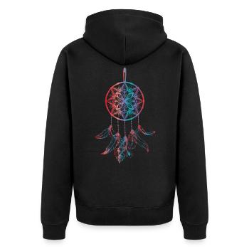 Dreamcatcher Traumfänger Mode für Damen - Unisex Premium Bio Zip Hoodie - Schwarz - Hinten - Nico (187cm)
