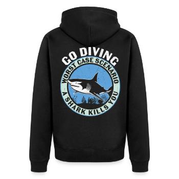 Tauchen Taucher Scuba Diving - Unisex Premium Bio Zip Hoodie - Schwarz - Hinten - Nico (187cm)
