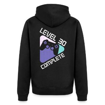 Niveau 30 Complet 30 ans 30e anniversaire - Veste à capuche bio Premium Unisexe - noir - Dos - Nico (187cm)