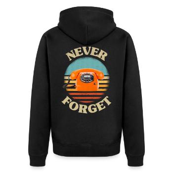Retro telefon Never Forget Nostalgie Vintage - Unisex Premium Bio Zip Hoodie - Schwarz - Hinten - Nico (187cm)