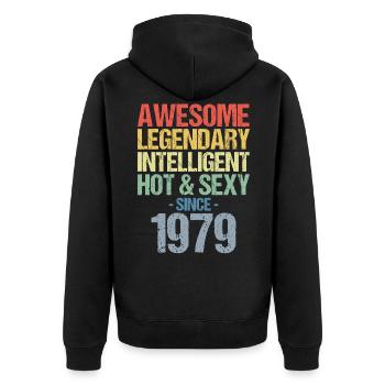 Born 1979 Born 1979 Birthday - Unisex Premium Organic Zip Hoodie - black - Back - Nico (187cm)