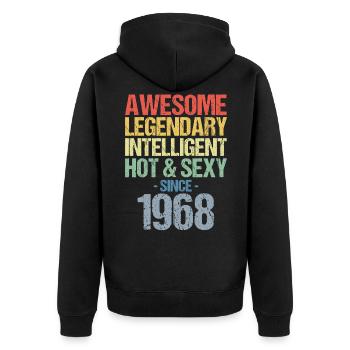 Geboren 1968 Jahrgang 1968 Geburtstag - Unisex Premium Bio Zip Hoodie - Schwarz - Hinten - Nico (187cm)