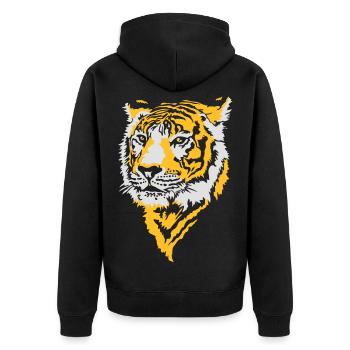 Tiger, Tigre - Unisex Premium Bio Zip Hoodie - Schwarz - Hinten - Nico (187cm)