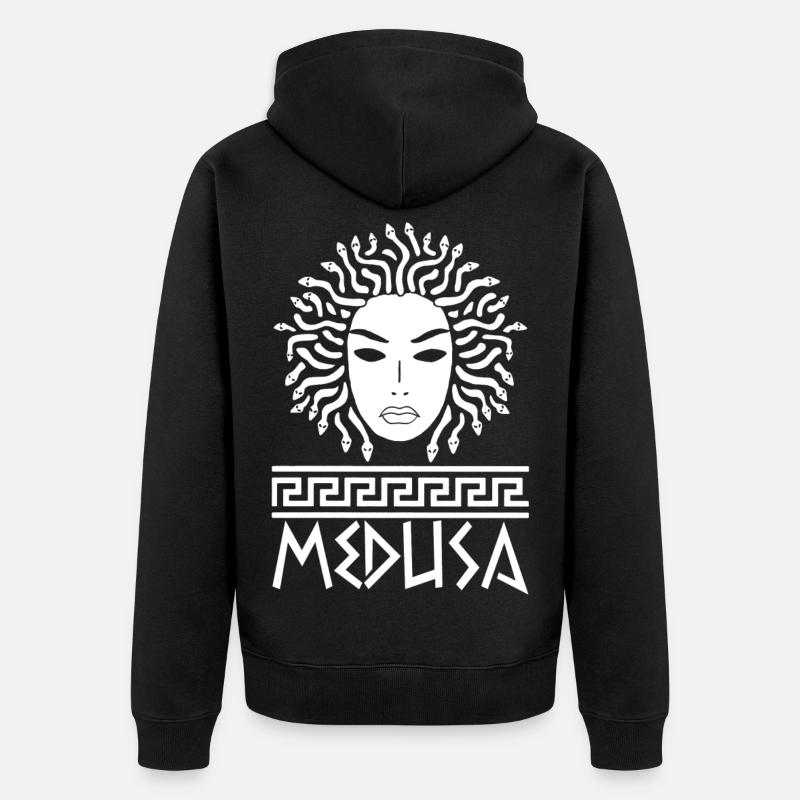 Frau mit Schlangenhaar (weiß) - Unisex Premium Bio Zip Hoodie - Schwarz