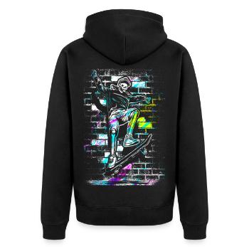 Skate - Skateboard - Skater Skull - Unisex Premium Organic Zip Hoodie - black - Back - Nico (187cm)