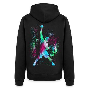 Climbing / Climbing / Freeclimbing / Mountaineering - Unisex Premium Organic Zip Hoodie - black - Back - Nico (187cm)