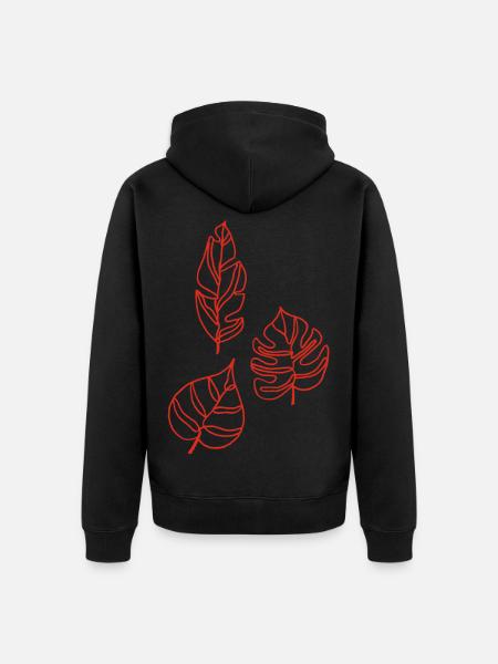 Sketch of nature (red) - Unisex Premium Organic Zip Hoodie - black