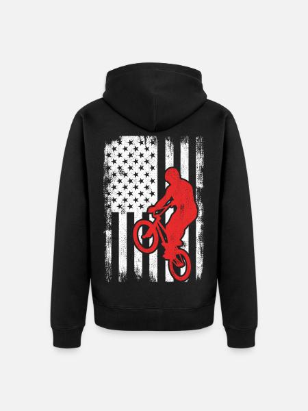 BMX USA Flag - Unisex Premium Organic Zip Hoodie - black