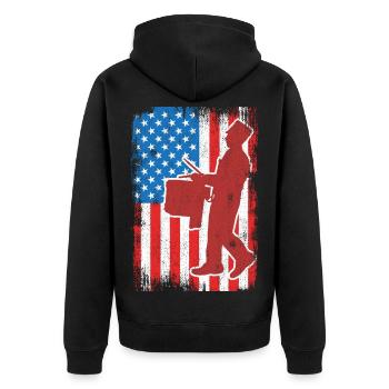 Tambour 4 juillet USA - Veste à capuche bio Premium Unisexe - noir - Dos - Nico (187cm)