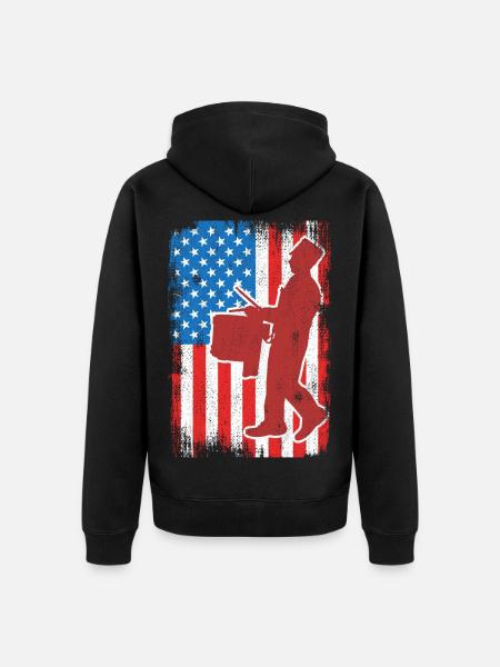 Drum 4th of July USA - Unisex Premium Organic Zip Hoodie - black