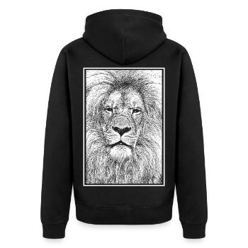 Magnificent lion - Unisex Premium Organic Zip Hoodie - black - Back - Nico (187cm)