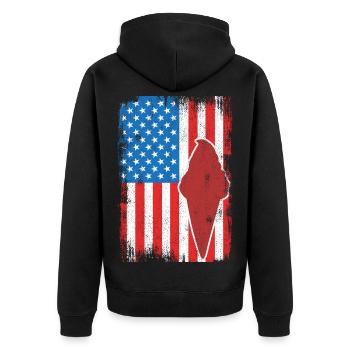 Eiscreme 4. Juli USA - Unisex Premium Bio Zip Hoodie - Schwarz - Hinten - Nico (187cm)
