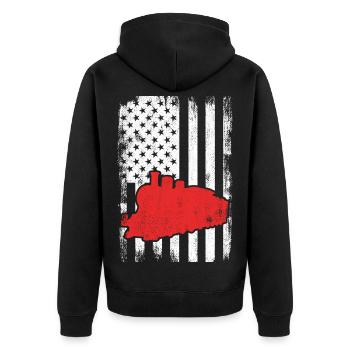 U.S. Patriotic Railroad Worker - Unisex Premium Organic Zip Hoodie - black - Back - Nico (187cm)