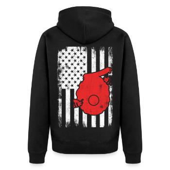 4. Juli USA Imkerei - Unisex Premium Bio Zip Hoodie - Schwarz - Hinten - Nico (187cm)