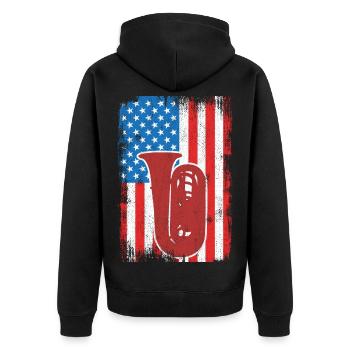 Tubaspieler US Flagge - Unisex Premium Bio Zip Hoodie - Schwarz - Hinten - Nico (187cm)