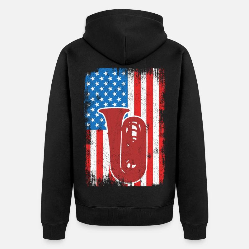 Joueur de tuba U.S. Flag - Veste à capuche bio Premium Unisexe - noir