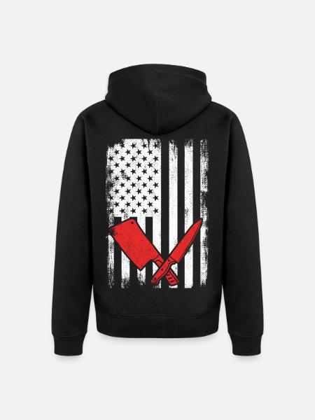 4. Juli USA Metzger - Unisex Premium Bio Zip Hoodie - Schwarz