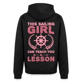 Segel Mädchen - Unisex Premium Bio Zip Hoodie - Schwarz - Hinten - Nico (187cm)