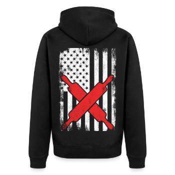 US Flagge Bäcker - Unisex Premium Bio Zip Hoodie - Schwarz - Hinten - Nico (187cm)