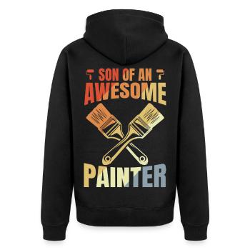 Sohn eines tollen Malers - Unisex Premium Bio Zip Hoodie - Schwarz - Hinten - Nico (187cm)