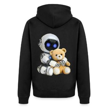 Robot Teddy - Unisex Premium Organic Zip Hoodie - black - Back - Nico (187cm)