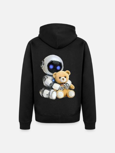 Robot Teddy - Unisex Premium Organic Zip Hoodie - black