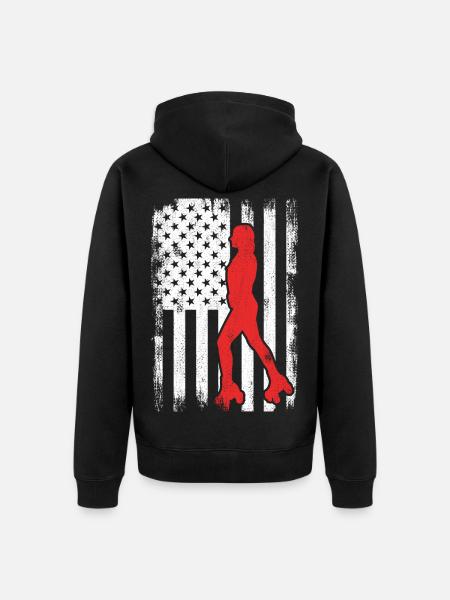USA roller skater - Unisex Premium Organic Zip Hoodie - black