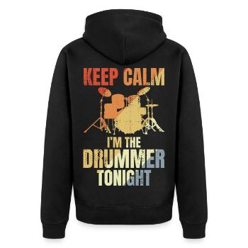 Funny Drummer Saying - Unisex Premium Organic Zip Hoodie - black - Back - Nico (187cm)