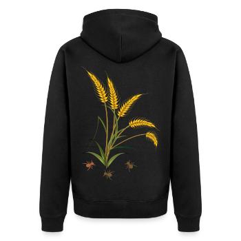 Kornähren mit Ameisen - Unisex Premium Bio Zip Hoodie - Schwarz - Hinten - Nico (187cm)