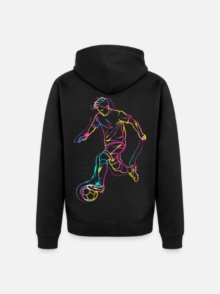 Soccer Player Line Art - Unisex Premium Organic Zip Hoodie - black