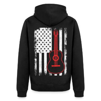 4th of July Guitar United States - Unisex Premium Organic Zip Hoodie - black - Back - Nico (187cm)