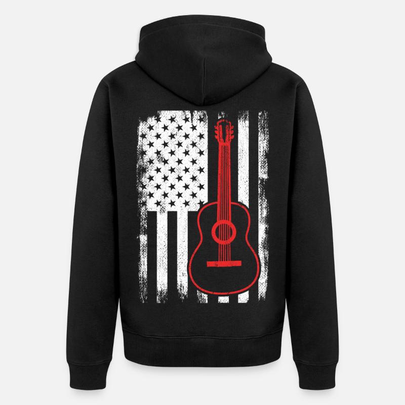 4 juillet Guitare États-Unis - Veste à capuche bio Premium Unisexe - noir