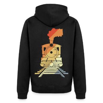 Dessin de chemin de fer Style vintage - Veste à capuche bio Premium Unisexe - noir - Dos - Nico (187cm)