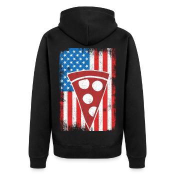 4th of July US Pizza - Unisex Premium Organic Zip Hoodie - black - Back - Nico (187cm)