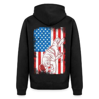 4 juillet USA Breakdance - Veste à capuche bio Premium Unisexe - noir - Dos - Nico (187cm)