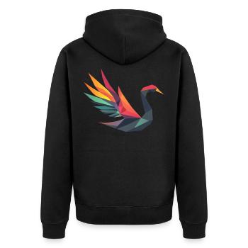 Cygne géométrique avec des ailes arc-en-ciel - Veste à capuche bio Premium Unisexe - noir - Dos - Nico (187cm)