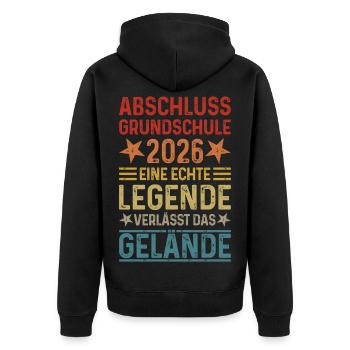 Abschluss 2026 Grundschule - Unisex Premium Bio Zip Hoodie - Schwarz - Hinten - Nico (187cm)