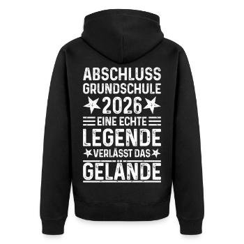 Grundschule Abschluss 2026 - Unisex Premium Bio Zip Hoodie - Schwarz - Hinten - Nico (187cm)