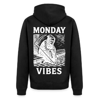 Monday Vibes – Grande Faucheuse en éclosion en bois - Veste à capuche bio Premium Unisexe - noir - Dos - Nico (187cm)