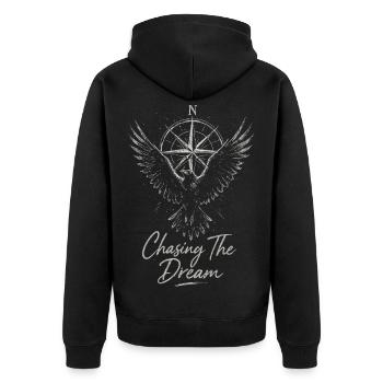 Dream Hunt Compass Wing - Unisex Premium Organic Zip Hoodie - black - Back - Nico (187cm)