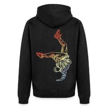 Vintage Breakdancer Drawing - Unisex Premium Organic Zip Hoodie - black - Back - Nico (187cm)