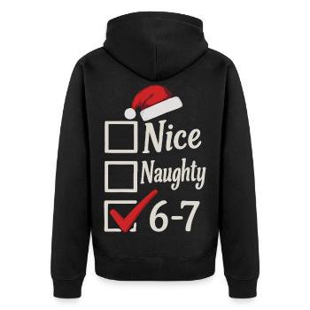Nice Naughty 67 Noël Meme - Veste à capuche bio Premium Unisexe - noir - Dos - Nico (187cm)
