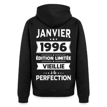 30th Anniversary - January 1996 Perfection - Unisex Premium Organic Zip Hoodie - black - Back - Nico (187cm)