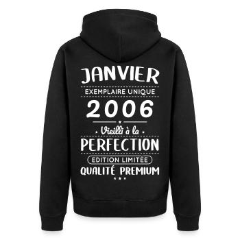 20th Anniversary - January 2006 Perfection - Unisex Premium Organic Zip Hoodie - black - Back - Nico (187cm)